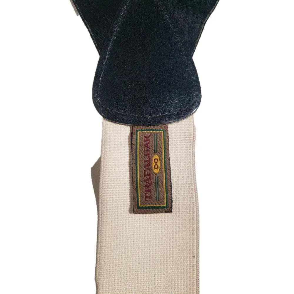 Trafalgar VG authentic black peacock urn feathers silk leather braces suspenders - Picture 4 of 16